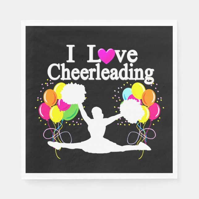 FESTIVES BLACK I LIEBE CHEERLEADPAPIER SERVIETTE (Vorderseite)