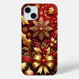 FESTIVES ROT & GOLD CHRISTMAS SNOWFLAKES HOLLY Case-Mate iPhone HÜLLE
