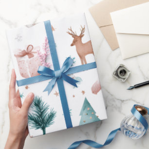 Festives Wasserfarbe-Pastell-Weihnachtspapier Geschenkpapier