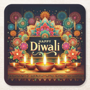 Festivi Diwali Rechteckiger Pappuntersetzer