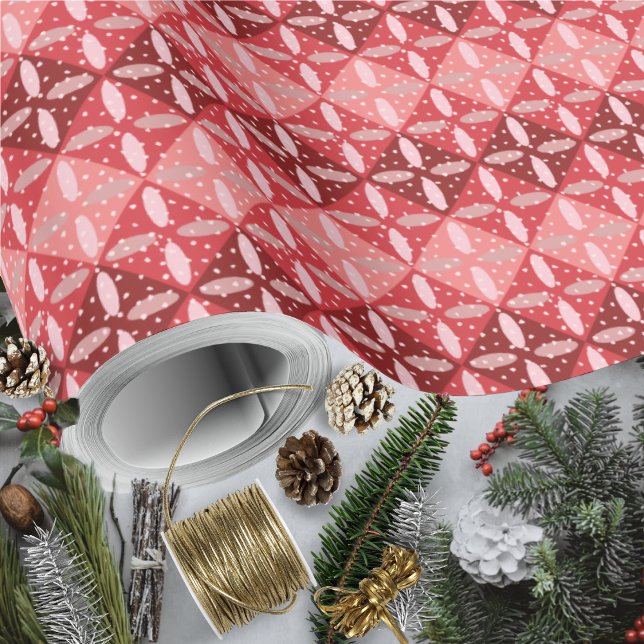 Festivrot monochrome Geometrie und Terrazzo Geschenkpapier (Festive Red Monochrome Geometric and Terrazzo Wrapping Paper Rolls by Leapfroglisics Shop)