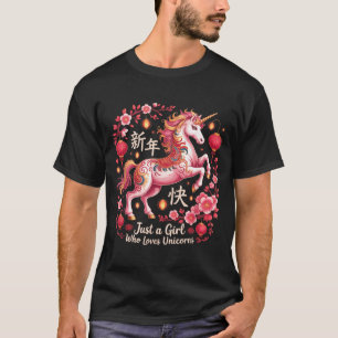 Festlich 2026 Einfach Mädchen, das Einhörner Pferd T-Shirt