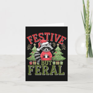 Festlich aber Feral Raccoon Weihnachten Weihnachts Karte