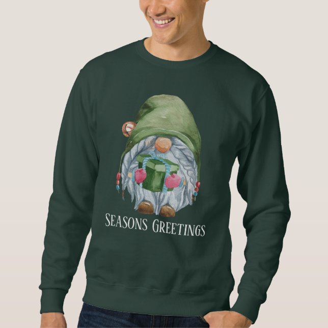 Festlich Aquarell Weihnachtszwerg Sweatshirt (Vorderseite)