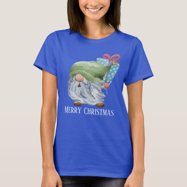 Festlich Aquarell Weihnachtszwerg T-Shirt (Vorderseite)