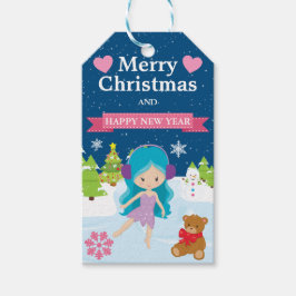 Festlich blauer Haar Winter Weihnachten Weihnachte Geschenkanhänger