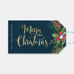 Festlich blauer Weihnachtsgeschenk Geschenkanhänger
