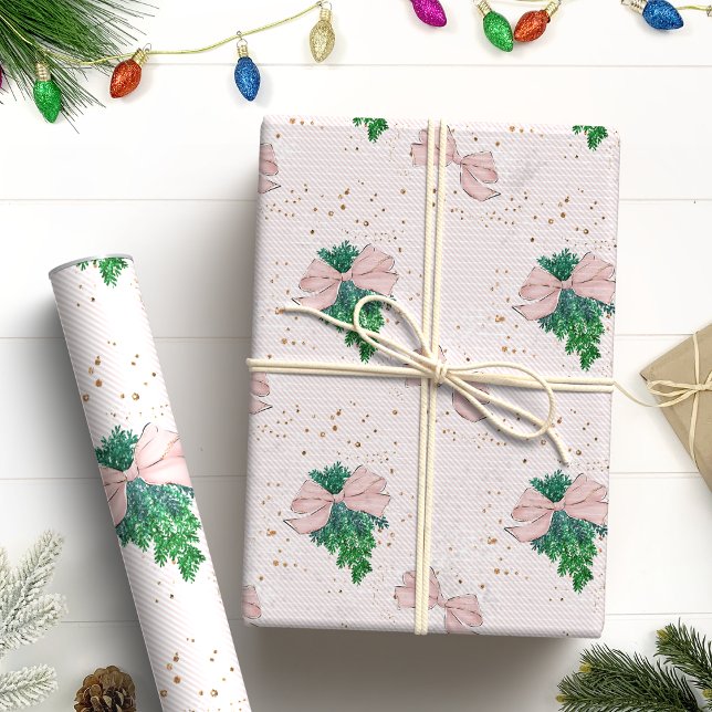 Festlich Blush Pink Glitzer Weihnachten Geschenkpapier (Von Creator hochgeladen)