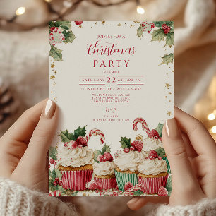 Festlich Cupcake Candy Cane Einladung