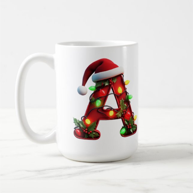 Festlich dekorierter Weihnachtsroter Buchstabe A Kaffeetasse (Links)