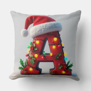 Festlich dekorierter Weihnachtsroter Buchstabe A Kissen