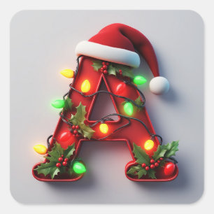 Festlich dekorierter Weihnachtsroter Buchstabe A Quadratischer Aufkleber