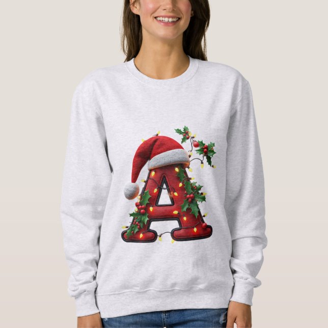 Festlich dekorierter Weihnachtsroter Buchstabe A Sweatshirt (Vorderseite)