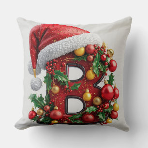 Festlich dekorierter Weihnachtsroter Buchstabe B Kissen