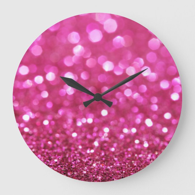 Festlich dunkles Rosa: Elegant Abstrakt. Große Wanduhr (Vorderseite)