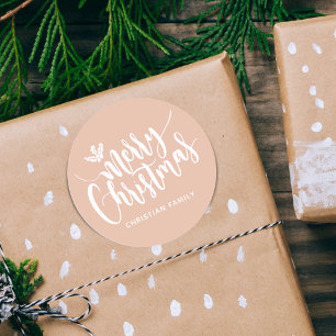 Festlich frohe Weihnachten Personalisiert Runder Aufkleber