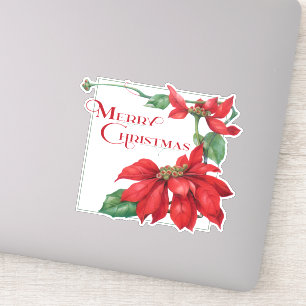 Festlich Frohe Weihnachten Poinsettias Aufkleber