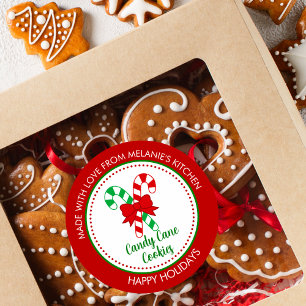 Festlich gemacht mit Liebe Candy Cane Weihnachtsma Runder Aufkleber
