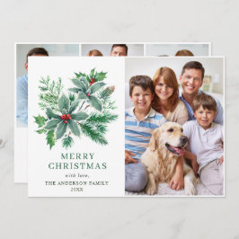 Festlich Holly Berry 4 FOTO Weihnachtsgrüße Feiertagskarte