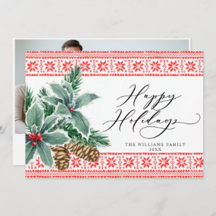 Festlich Holly Berry FOTO Weihnachtsgrüßen Feiertagskarte