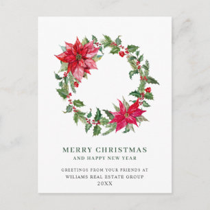 Festlich Holly Berry Poinsettia Weihnachtskonzern Feiertagspostkarte