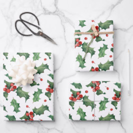 Festlich Holly Berry Weihnachten Geschenkpapier Set