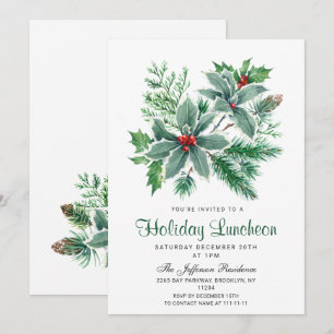 Festlich Holly Berry Weihnachtsfeiertag Mittagesse Einladung