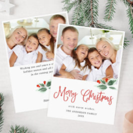 Festlich Holly Berry Weihnachtsgrüße 2 FOTO Feiertagskarte