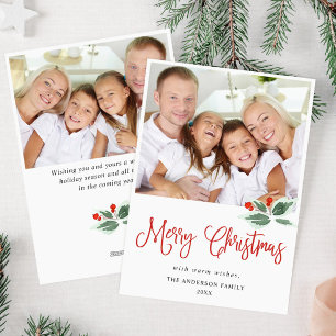 Festlich Holly Berry Weihnachtsgrüße 2 FOTO Feiertagskarte