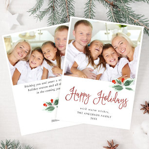 Festlich Holly Berry Weihnachtsgrüße 2 FOTO Feiertagskarte