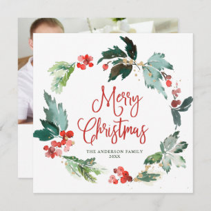 Festlich Holly Berry Wreath Weihnachtsfeiertag FOT Feiertagskarte