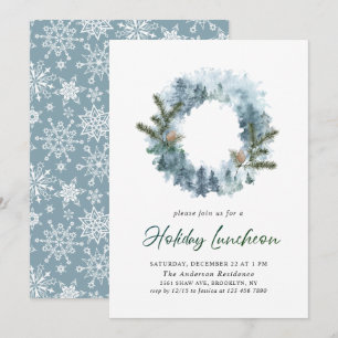 Festlich-Holly-Wreath-Weihnachtsfeiertag Einladung