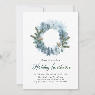 Festlich-Holly-Wreath-Weihnachtsfeiertag Einladung