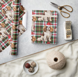Festlich Kariert Cavalier Spaniel Santa Dog Weihna Geschenkpapier