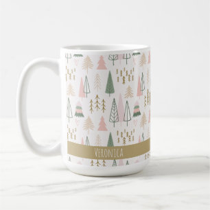 Festlich rosa Minimalistische Weihnachtsbaumen Nam Kaffeetasse