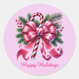 Festlich rosa Weihnachten anpassbar Zuckerrohr Runder Aufkleber