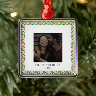 Festlich unser erstes Weihnachtsfest Foto Ornament Aus Metall