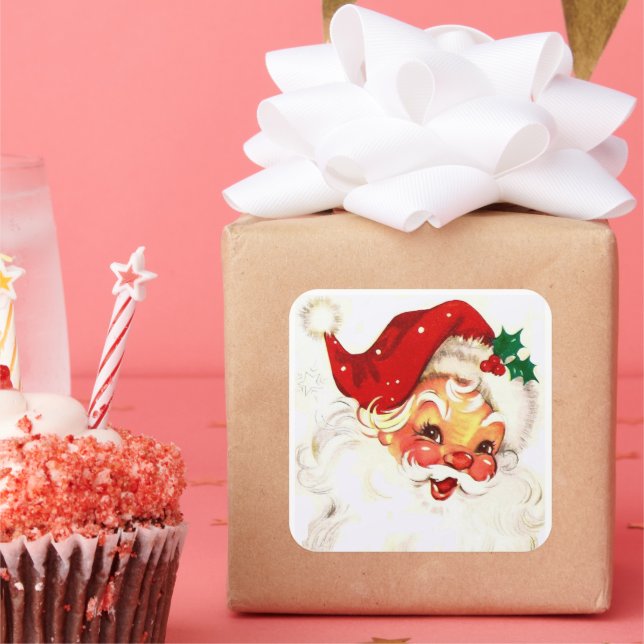 Festlich Vintager Weihnachtsaufkleber Quadratischer Aufkleber (Party)