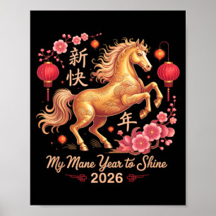 Festliche 2026 Crazy Horse Lady Mein Mähne Jahr um Poster