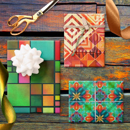 Festliche Abstrakte Kunstform Weihnachten Geschenkpapier Set