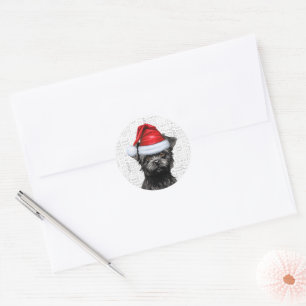 Festliche Affenpinscher und Woof Word Art Weihnach Runder Aufkleber