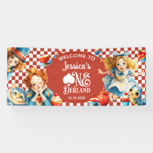 Festliche Alice in ONEDERLAND 1. Geburtstags-WILLK Banner