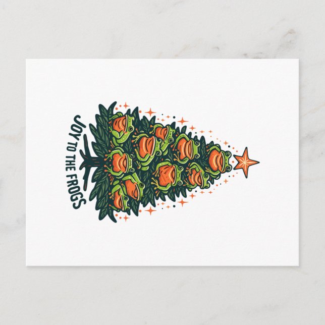 Festliche Amphibien: Frösche auf einem Weihnachtsb Postkarte (Vorderseite)