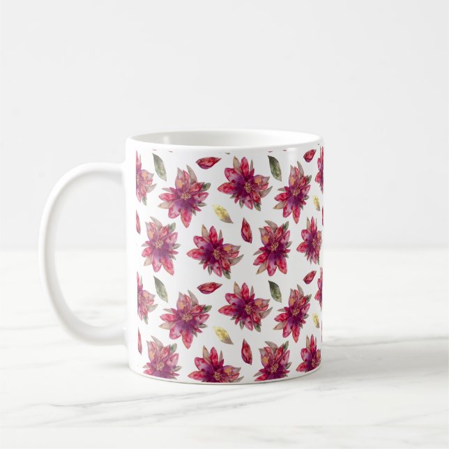 Festliche Aquarellmalerei Poinsettias Tasse (Links)