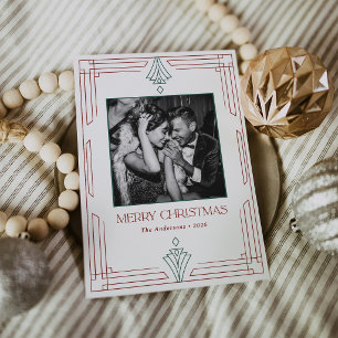 Festliche Art Deco   Moderne Foto-Weihnachtskarte Feiertagskarte