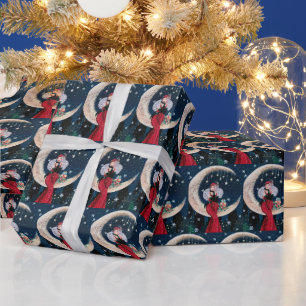 Festliche Art Deco Retro Vintage Weihnachtsdame Geschenkpapier