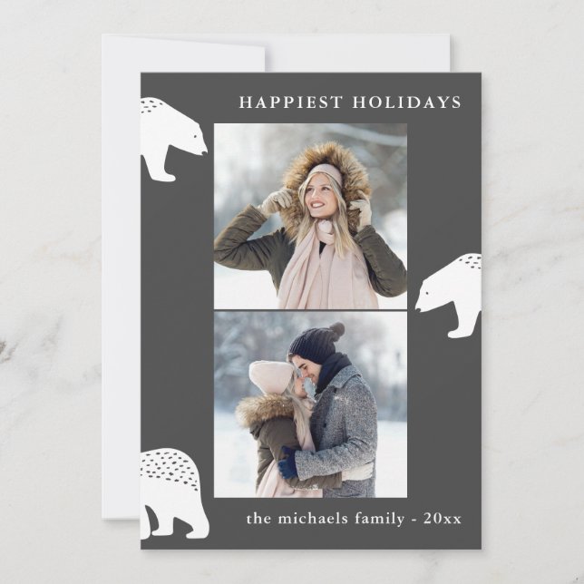 Festliche Bären Zwei Fotos Weihnachtsfeiertag Feiertagskarte (Vorderseite)