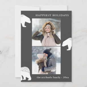 Festliche Bären Zwei Fotos Weihnachtsfeiertag Feiertagskarte