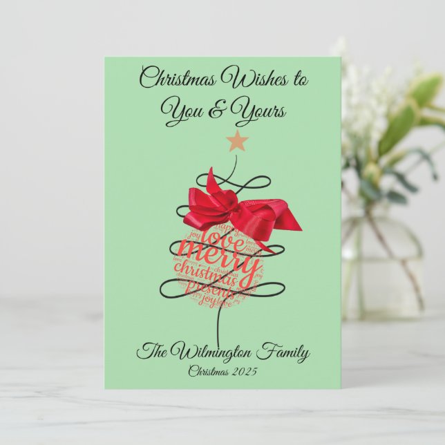 Festliche Bauble Familie Foto Weihnachtswohnung Karte (Stehend Vorderseite)