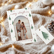 Festliche Bäume & Sterne Frohe Weihnachtskarte in 